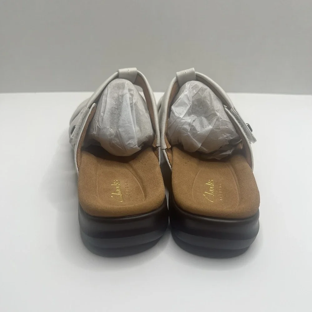 Clarks Artisan Kitly Slide Women's 10 M Cream Leather Comfort Sandals NIB